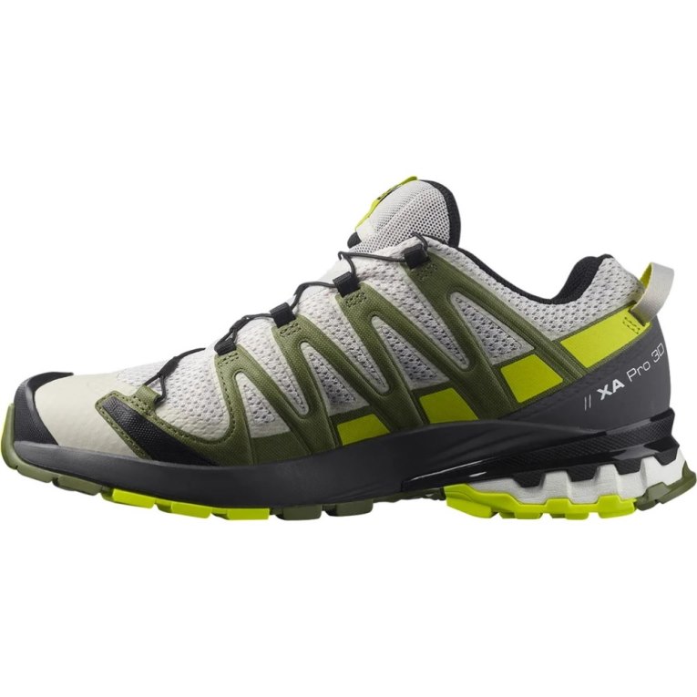 White / Olive Salomon Xa Pro 3d V8 Men's Trail Running Shoes | PH 70315A